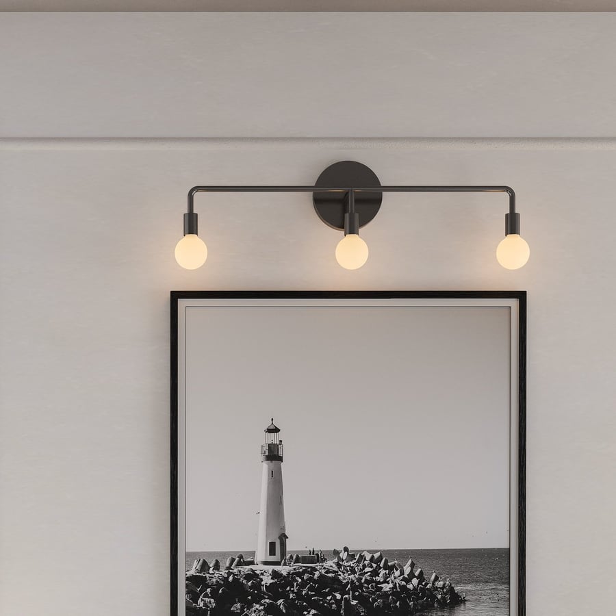 3-Globe wall light matte black — view 1